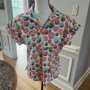 EMILY MCCARTHY- Poppy Pullover In Nort, Colorful Seashell Print SZ XS